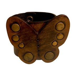 Leather Cuff Bracelet Snap Closure Bohemian Style